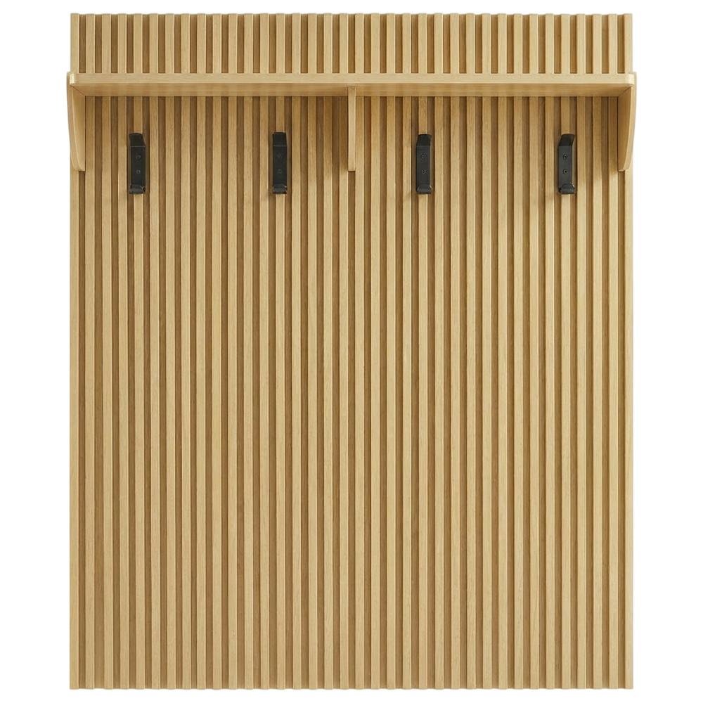 Brown Fluted Coat Rack Panel, Upper Shelf, Modern Entryway Hooks. Picture 4