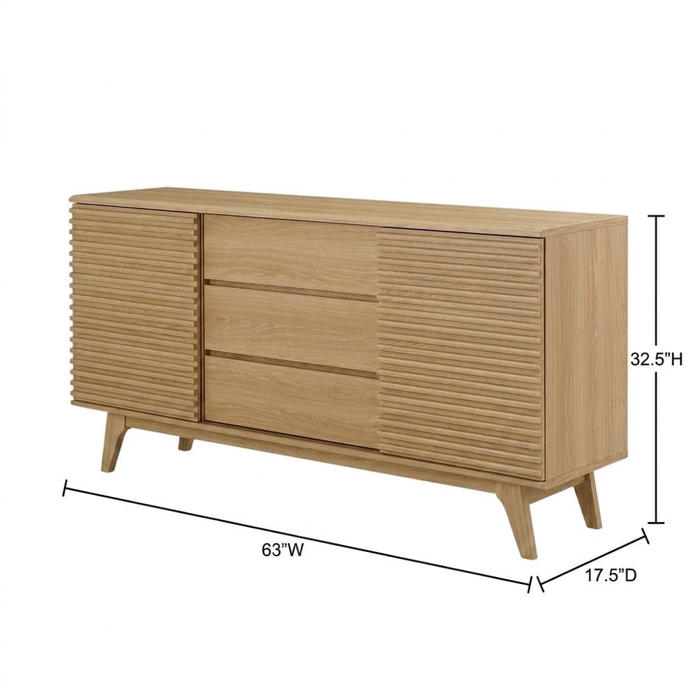 Wooden Sideboard Buffet Cabinet with Storage for Dining Room, Oak. Picture 4
