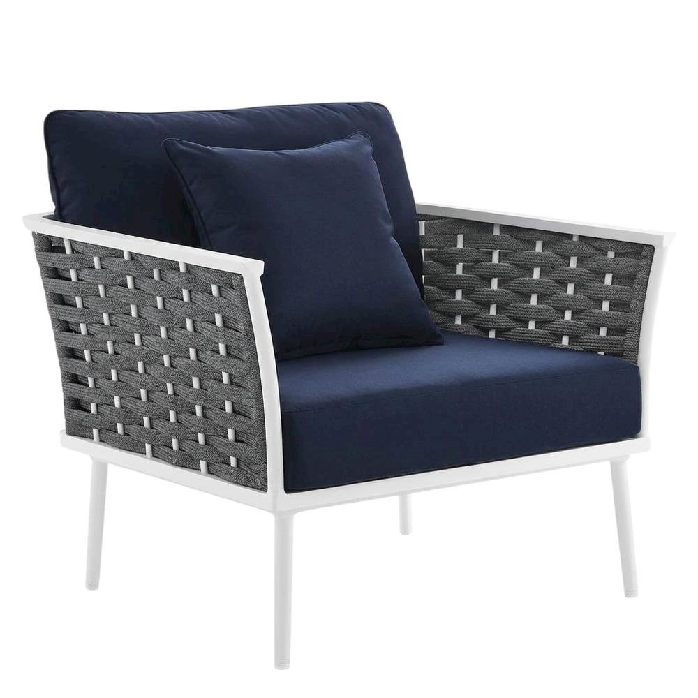 Outdoor Patio Aluminum Armchair With Contemporary Right-Facing Design. Picture 1