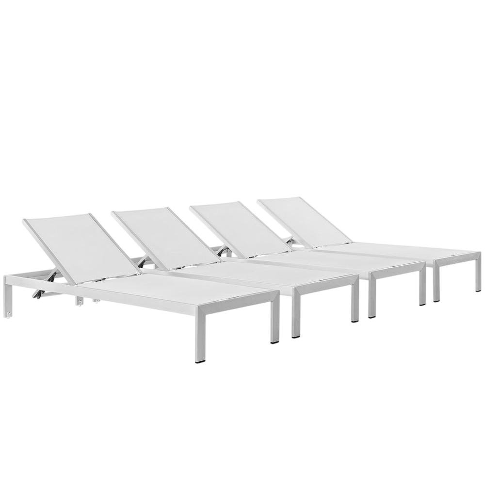 Set Of 4 Aluminum Outdoor Lounge Chairs With Weather-Resistant Design. Picture 1