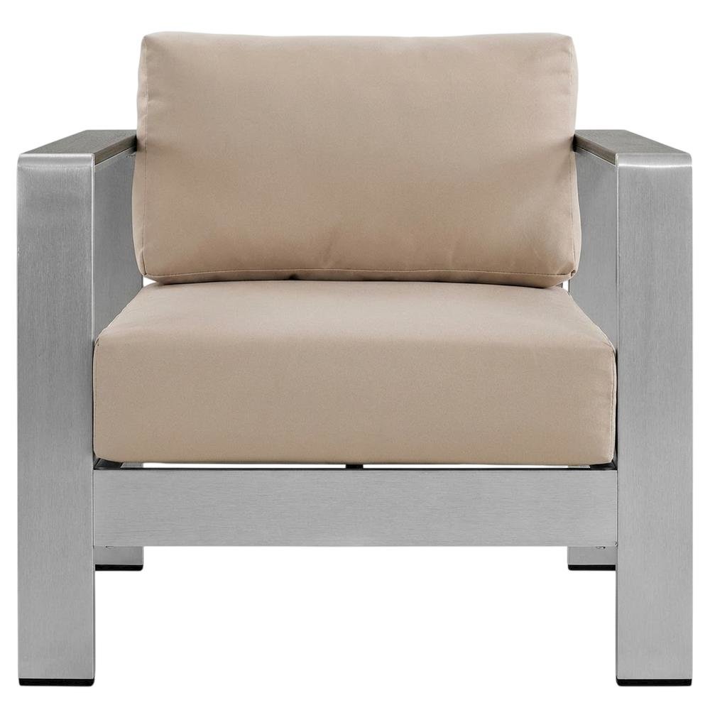 Outdoor Aluminum Armchair For Patio Lounge With Armrests. Picture 4