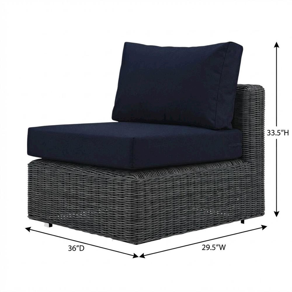 Outdoor Patio Armless Lounge Chair With Cushioned Seating And Modern Design. Picture 7