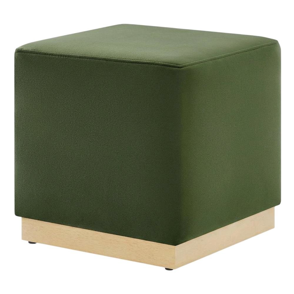 Performance Velvet Upholstered Ottoman With Square Design And Compact Size. Picture 1
