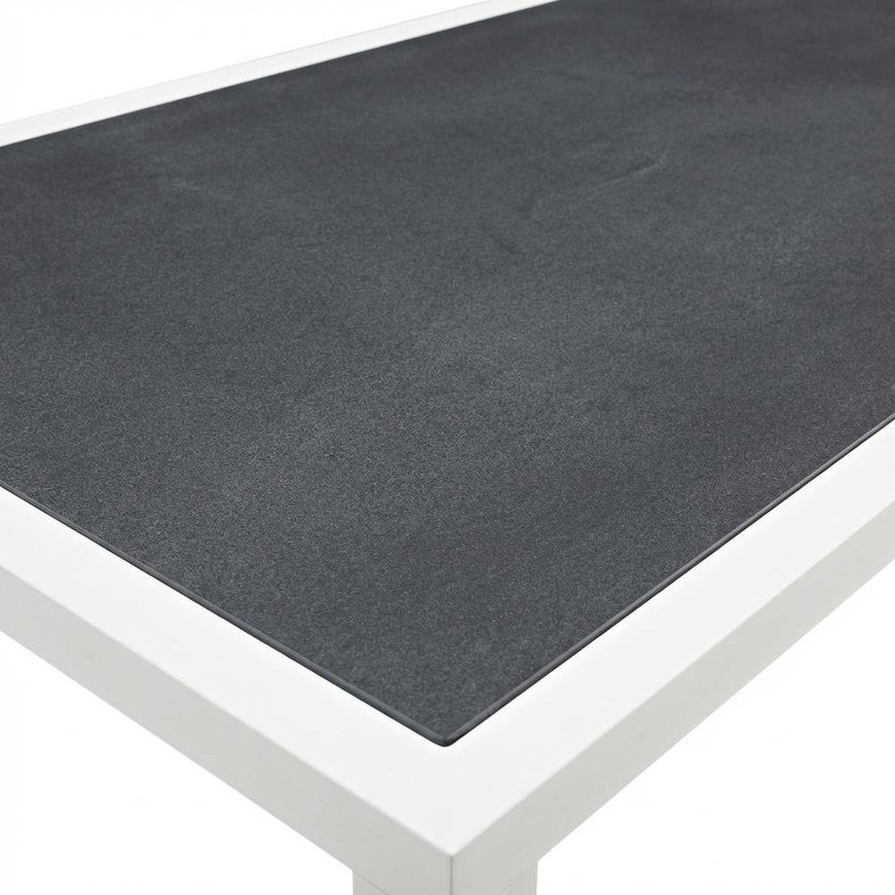 Square outdoor dining table with aluminum construction, weather-resistant design. Picture 5