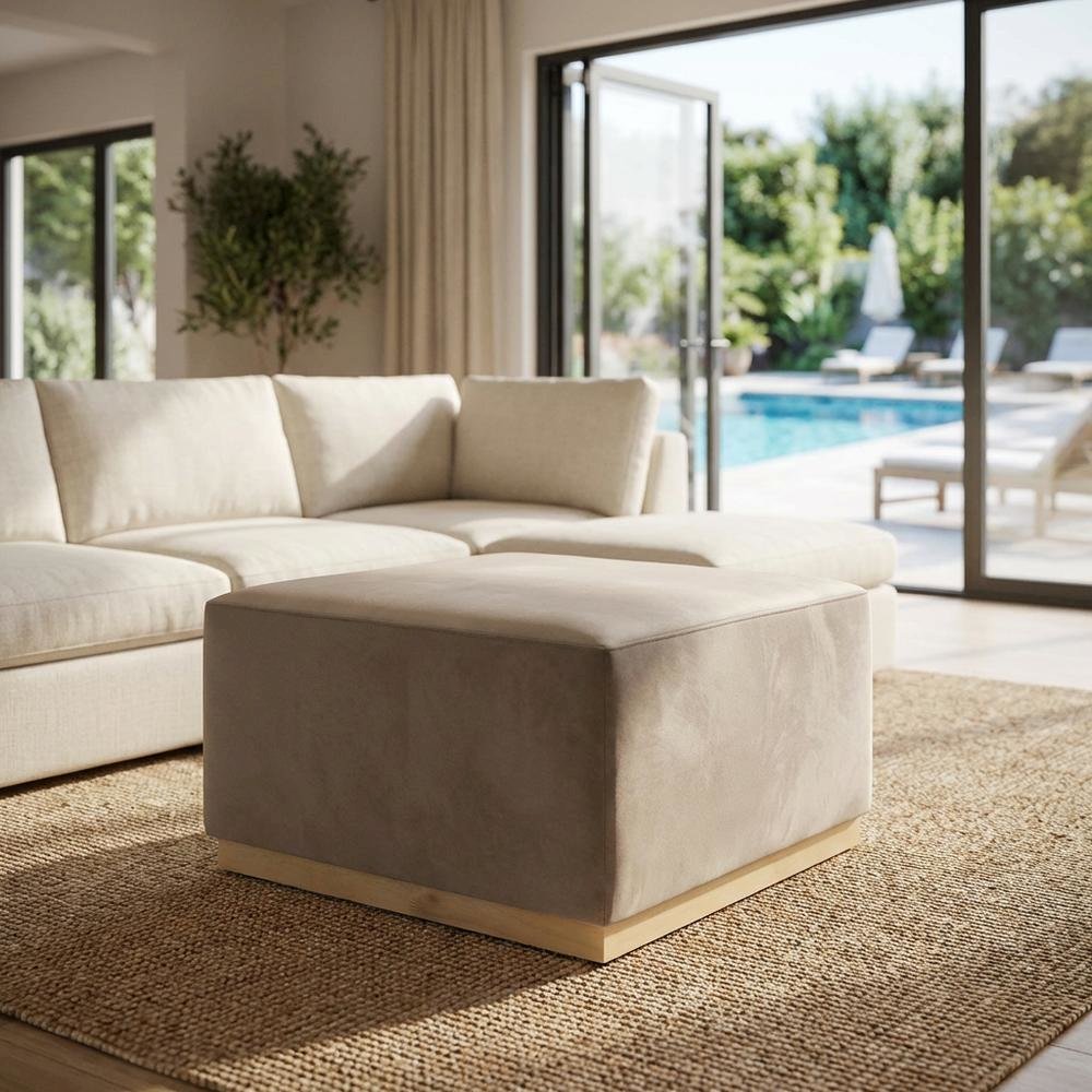 Square Performance Velvet Ottoman With Plush Upholstery And Versatile Design. Picture 3