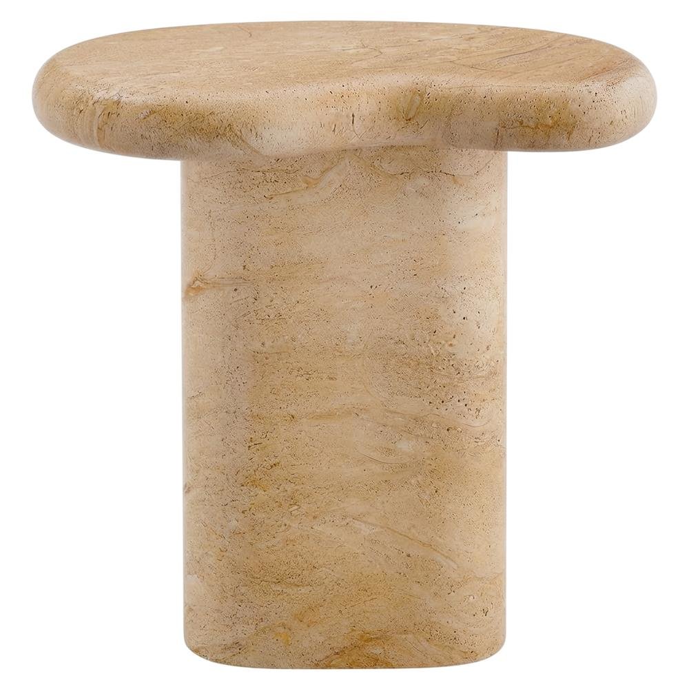 Outdoor Side Table, Textured Faux Surface, Neutral Finish, Indoor Or Outdoor Use. Picture 4
