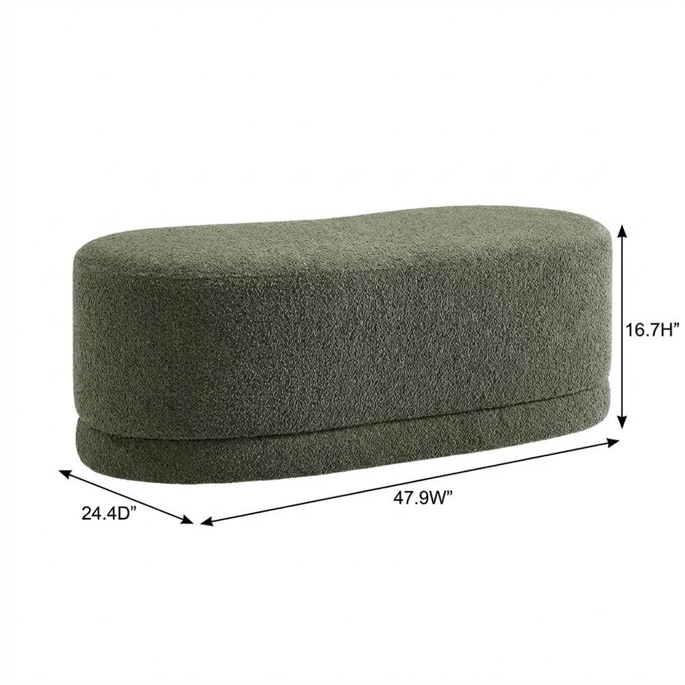 Outdoor Upholstered Ottoman Bench In Neutral Fabric For Patio Use. Picture 7