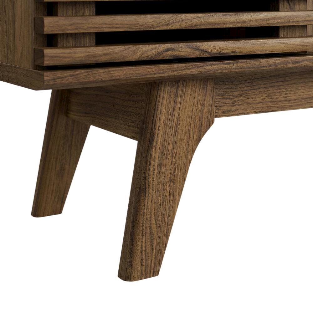 Wooden brown media console, 46-inch top, sturdy legs, modern living spaces. Picture 6