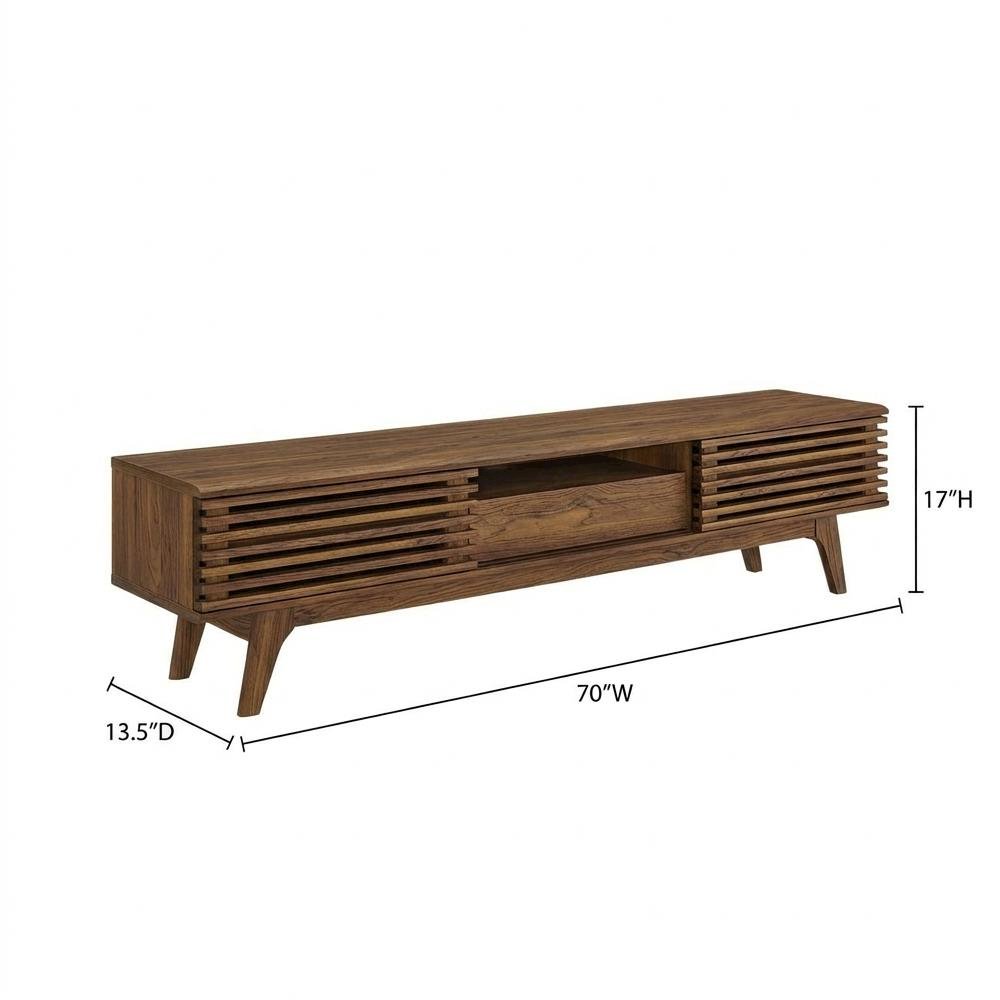 Brown wood TV stand with sleek design and ample storage space. Picture 7