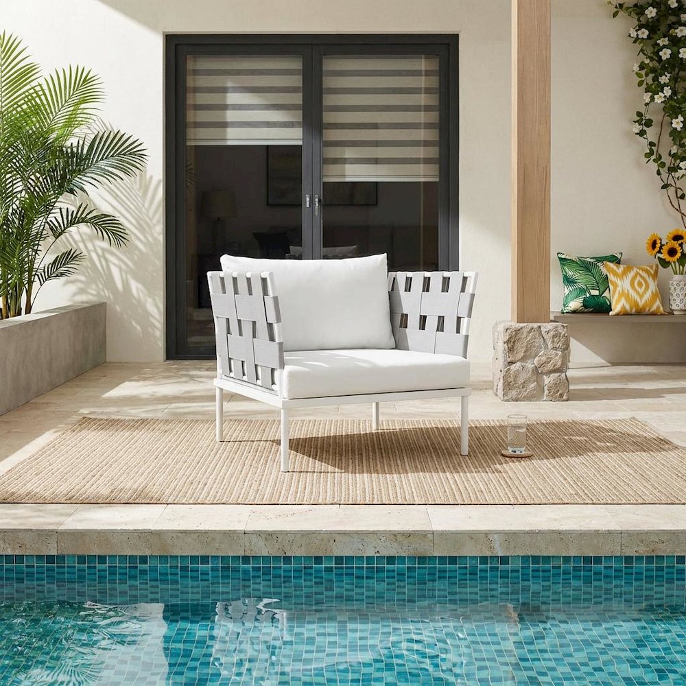 Outdoor Patio Aluminum Armchair With Sturdy Frame And Comfortable Seat. Picture 2