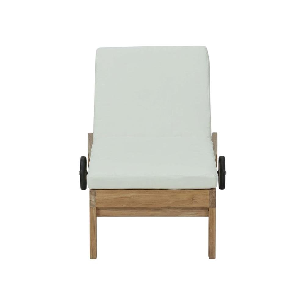 Outdoor Teak Lounge Chair With Cushioned Seat For Patio Relaxation. Picture 4