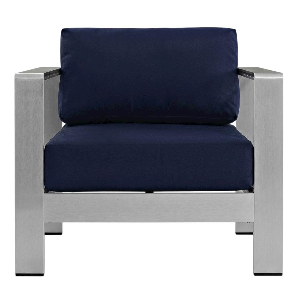 Outdoor Aluminum Armchair For Patio Lounge With Cushioned Seat. Picture 4