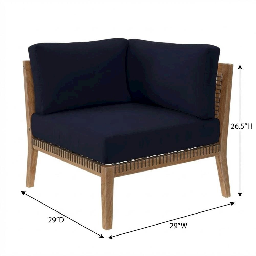 Outdoor Patio Teak Wood Corner Chair For Lounge Seating. Picture 7