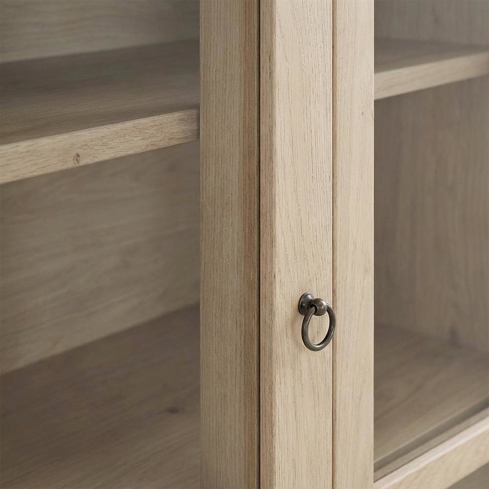 Tall Arched Storage Cabinet In Rustic Finish With Versatile Display And Storage. Picture 5