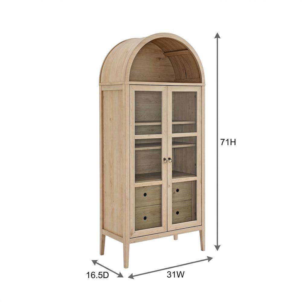 Tall Arched Storage Cabinet In Rustic Finish With Versatile Display And Storage. Picture 7