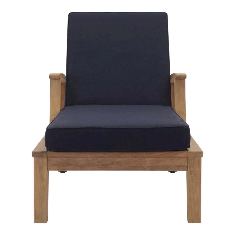 Outdoor Teak Patio Lounge Chair With Armrests And Cushions. Picture 4
