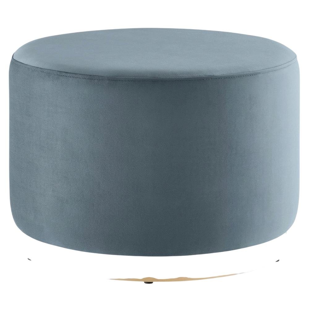 Round performance velvet ottoman with plush upholstery and versatile design. Picture 1