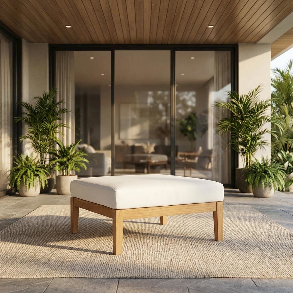 Teak Outdoor Ottoman with Stylish Design and Durable Construction. Picture 2