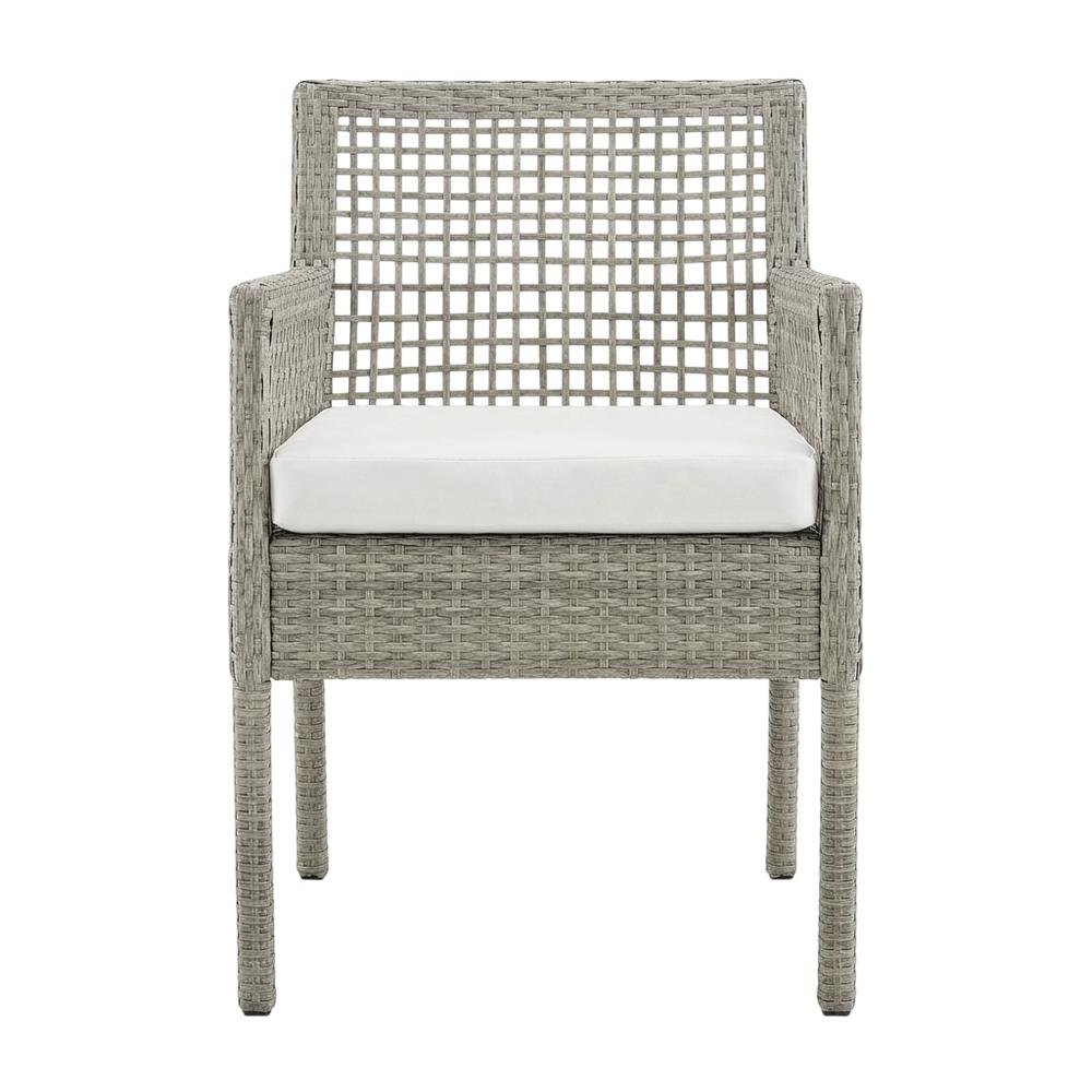 Outdoor Patio Wicker Rattan Dining Armchair Set Of 2, Cushioned Seat, Armrests. Picture 4