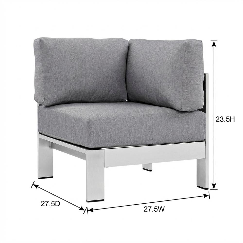 Aluminum Corner Sofa For Outdoor Patio With Backrest And Cushions. Picture 7