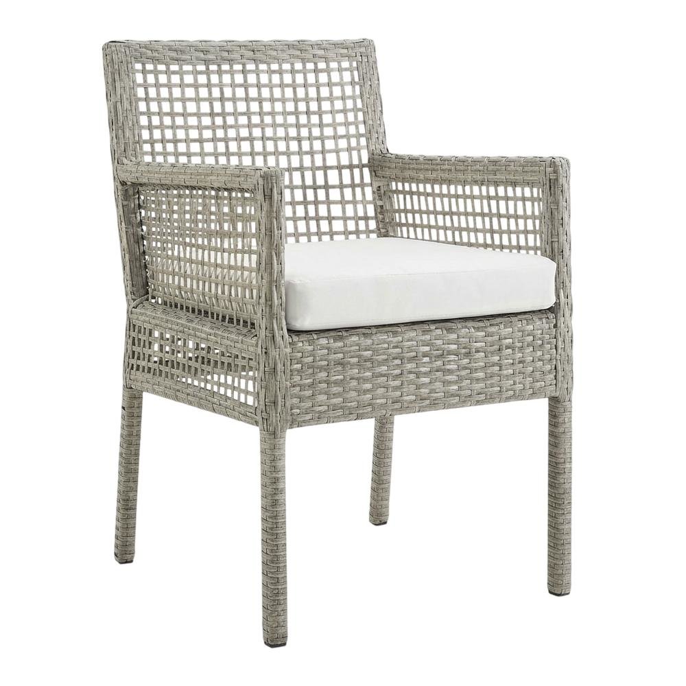 Outdoor Patio Wicker Rattan Dining Armchair Set Of 2, Cushioned Seat, Armrests. Picture 1