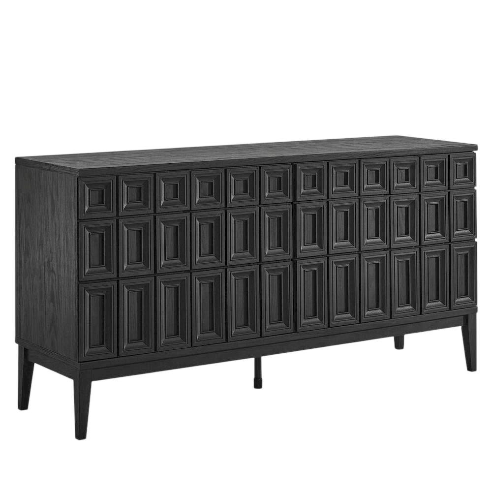 Wooden Sideboard Buffet Cabinet with Storage Credenza for Dining Room, Black. Picture 5