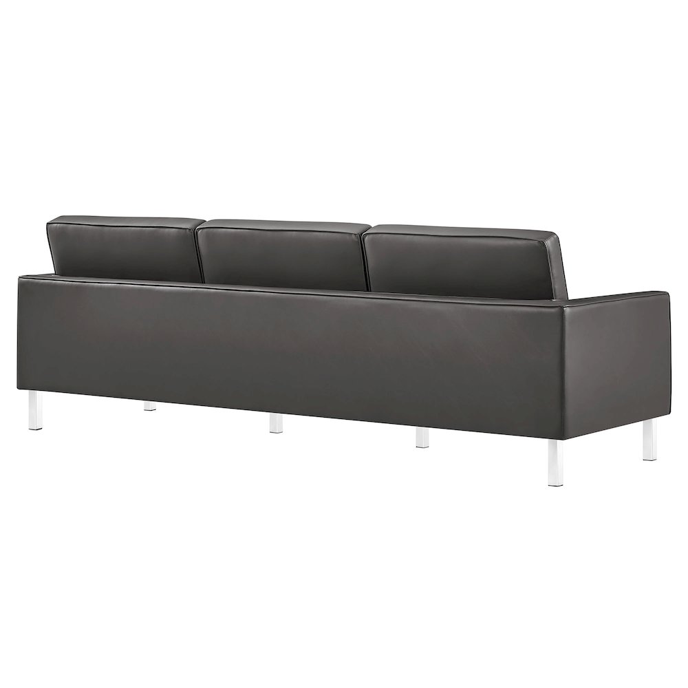 Loft Tufted Vegan Leather Sofa and Ottoman Set. Picture 6