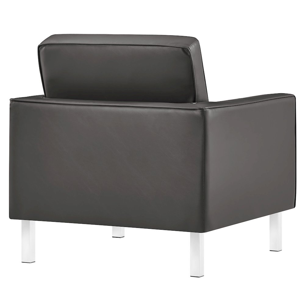 Loft Tufted Vegan Leather Armchair and Ottoman Set. Picture 5