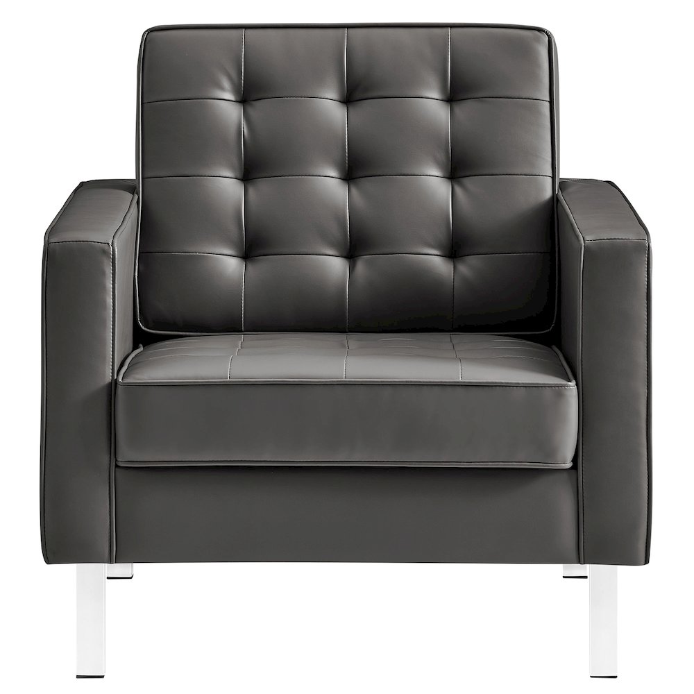 Loft Tufted Vegan Leather Armchairs Set of 2. Picture 5