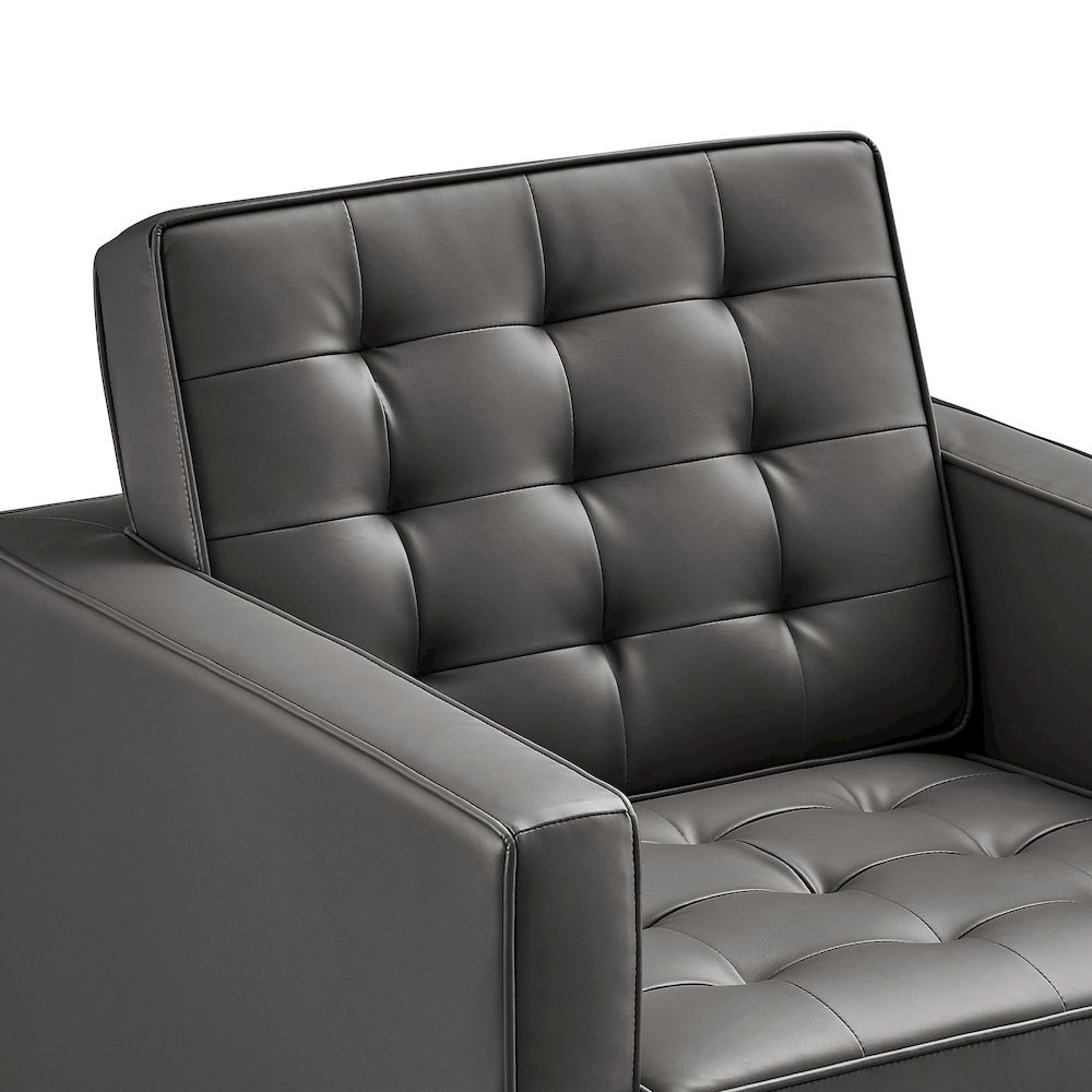 Loft Tufted Vegan Leather Armchairs Set of 2. Picture 6