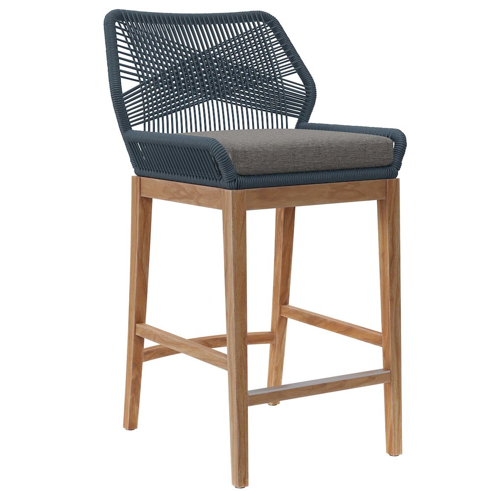 Wellspring 3-Piece Outdoor Patio Teak Wood Bar Set. Picture 7