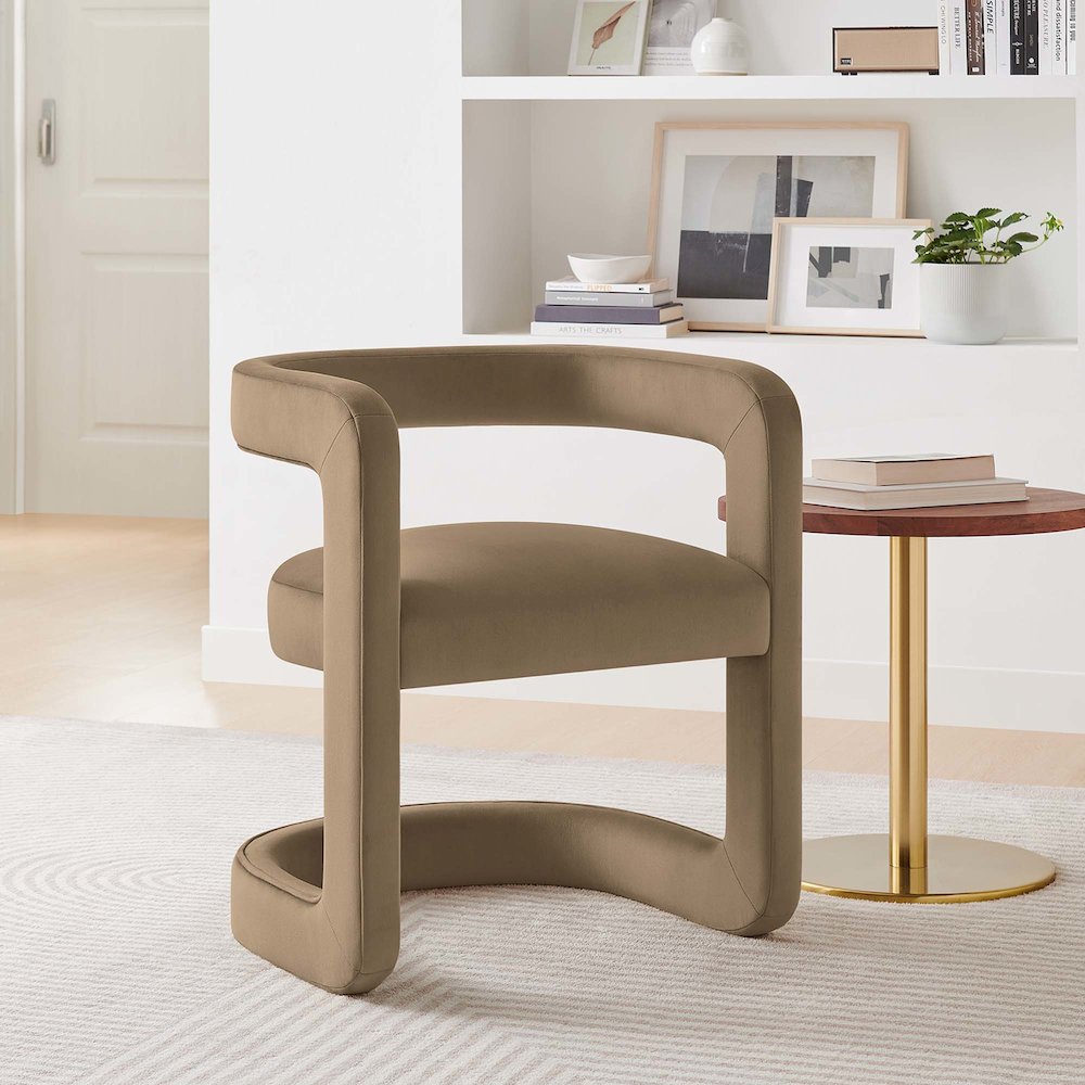 Winslow Barrel Performance Velvet Dining Chair. Picture 8