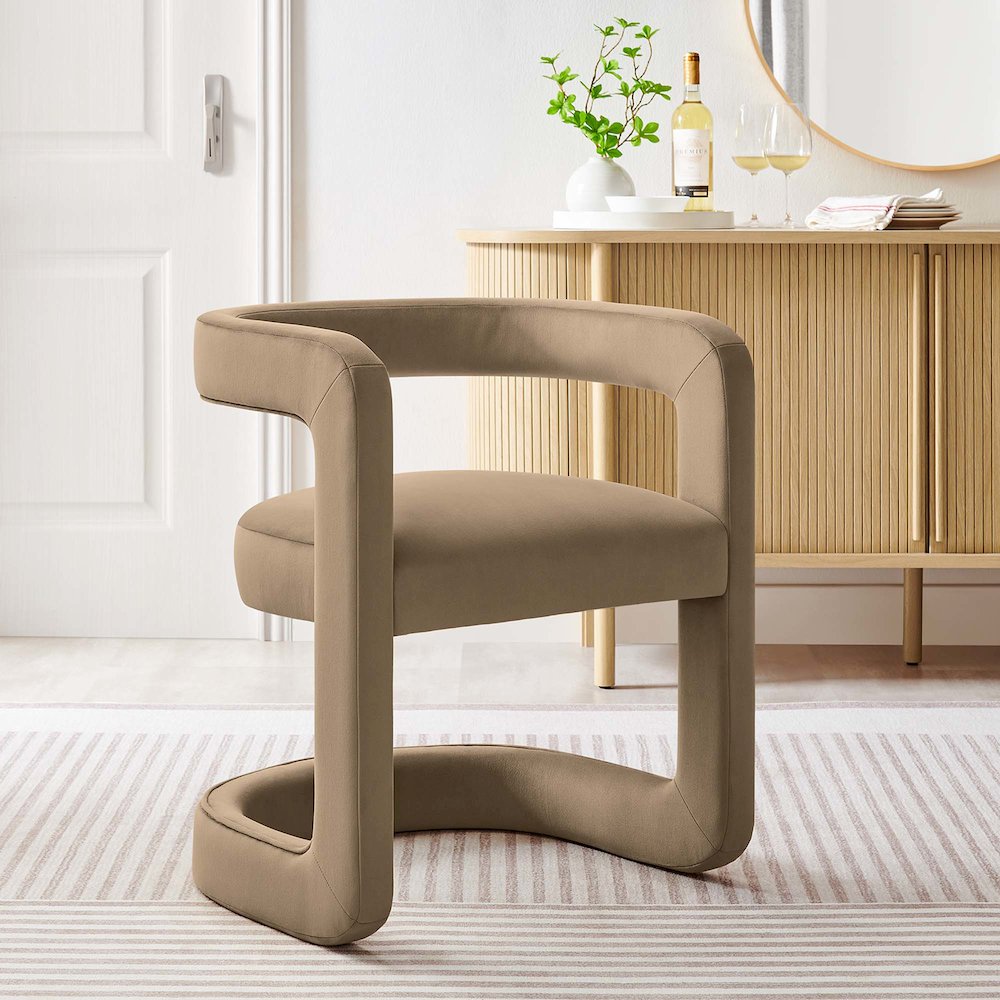 Winslow Barrel Performance Velvet Dining Chair. Picture 9