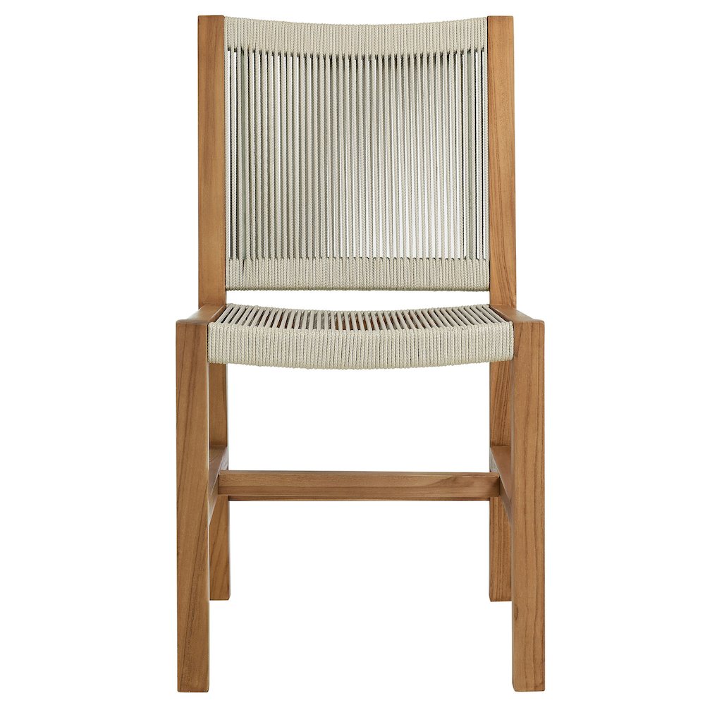 Vienna 7-Piece Outdoor Patio Teak and Rope Dining Set with Armless Chairs. Picture 9