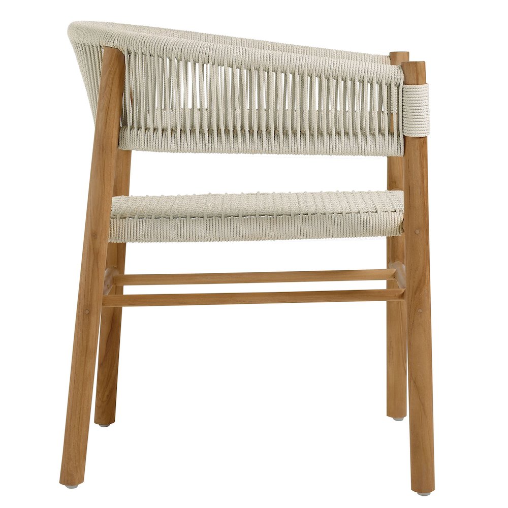 Vienna 7-Piece Outdoor Patio Teak and Rope Dining Set with Curved-Back Armchairs. Picture 7