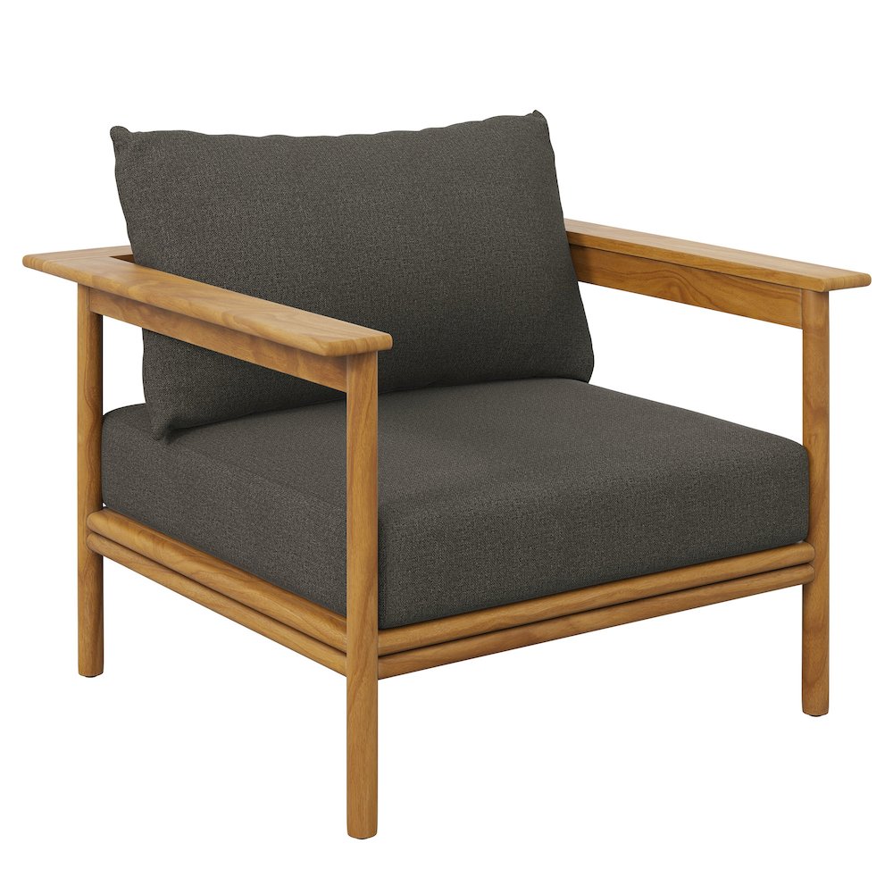 Wren Outdoor Patio Teak Wood Armchair and Ottoman Set. Picture 5