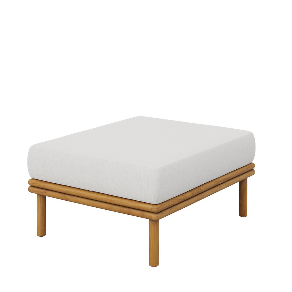 Wren 2-Piece Outdoor Patio Teak Wood Sofa and Ottoman Set. Picture 6
