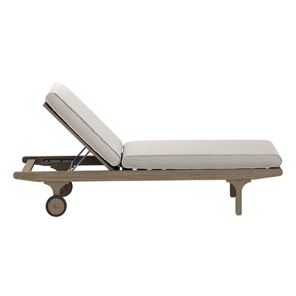 Saratoga Outdoor Patio Teak Wood 3-Piece Chaise Lounge Furniture Set. Picture 6