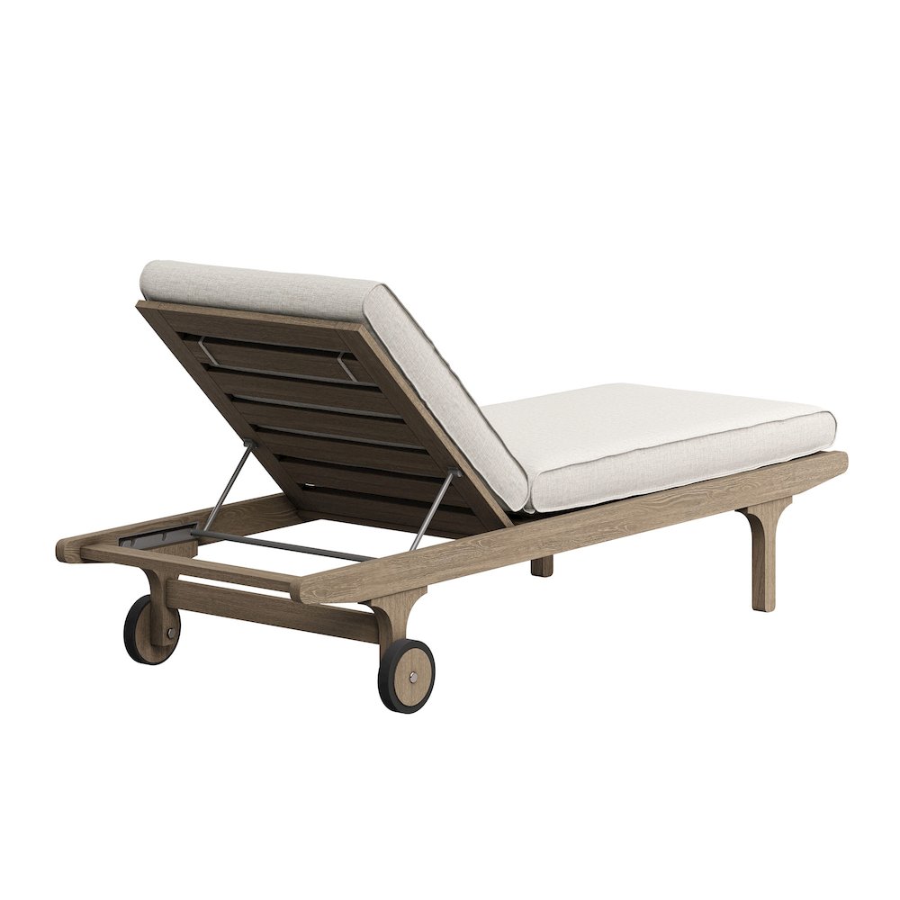Saratoga Outdoor Patio Teak Wood 3-Piece Chaise Lounge Furniture Set. Picture 7