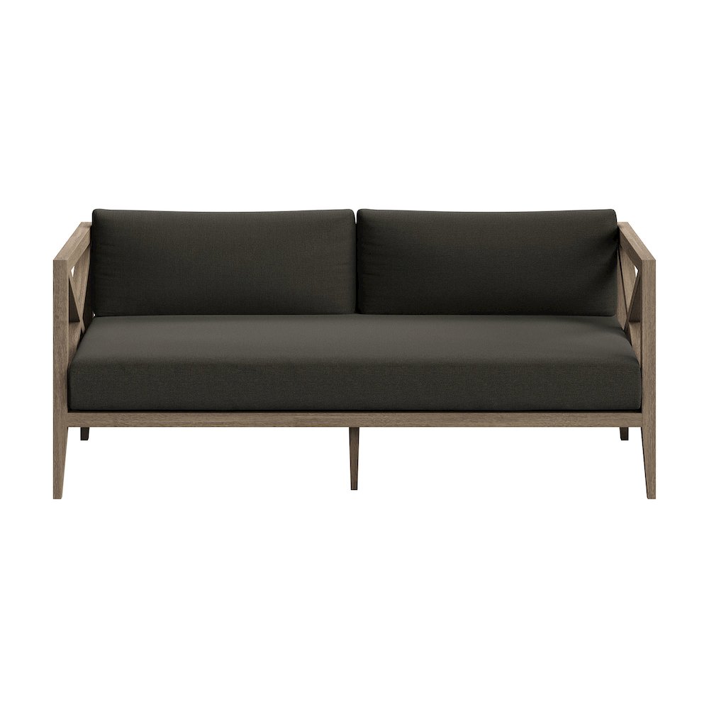 Northlake Outdoor Patio Teak Wood Loveseat and Ottoman Set. Picture 9