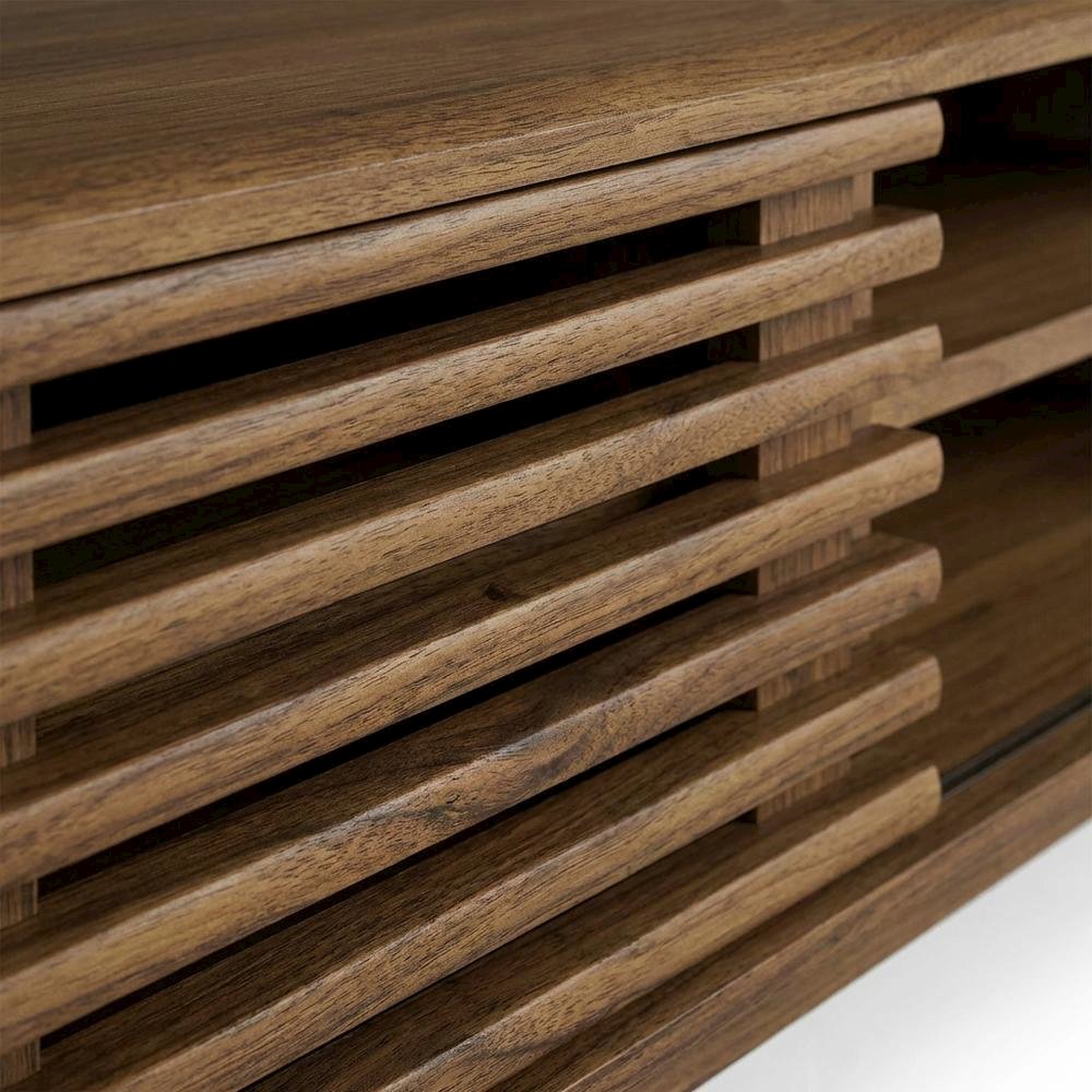 Wooden brown media console, 46-inch top, sturdy legs, modern living spaces. Picture 5