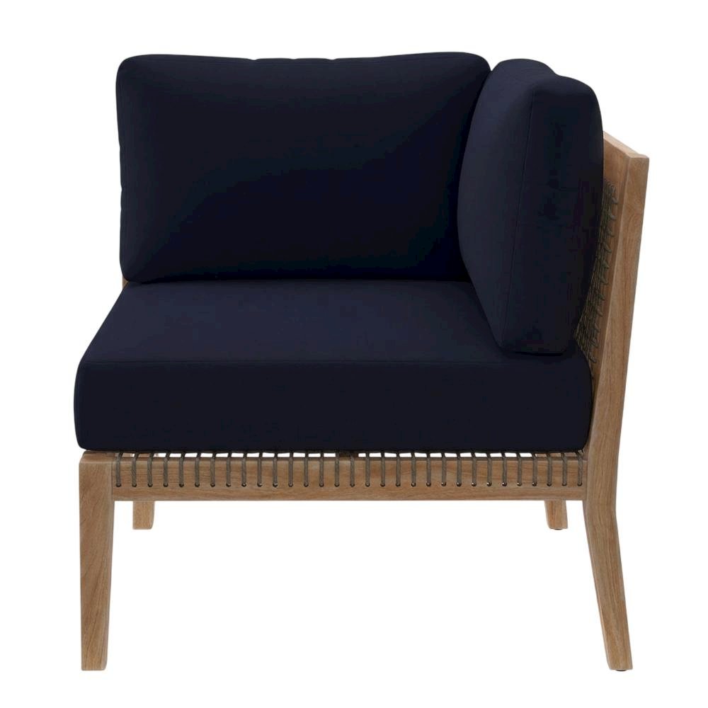 Outdoor Patio Teak Wood Corner Chair For Lounge Seating. Picture 4