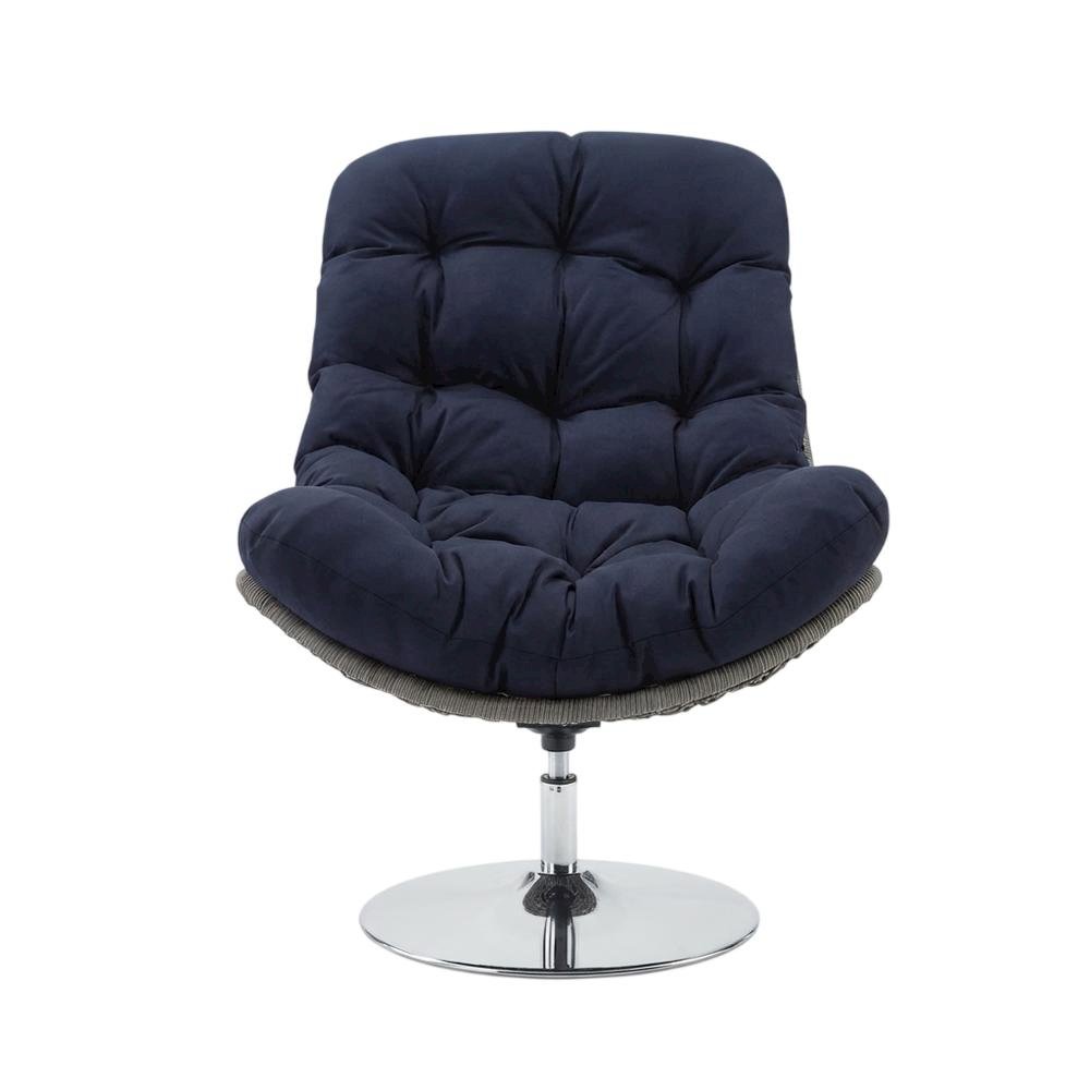 Wicker Rattan Outdoor Swivel Lounge Chair With Cushioned Seat. Picture 4