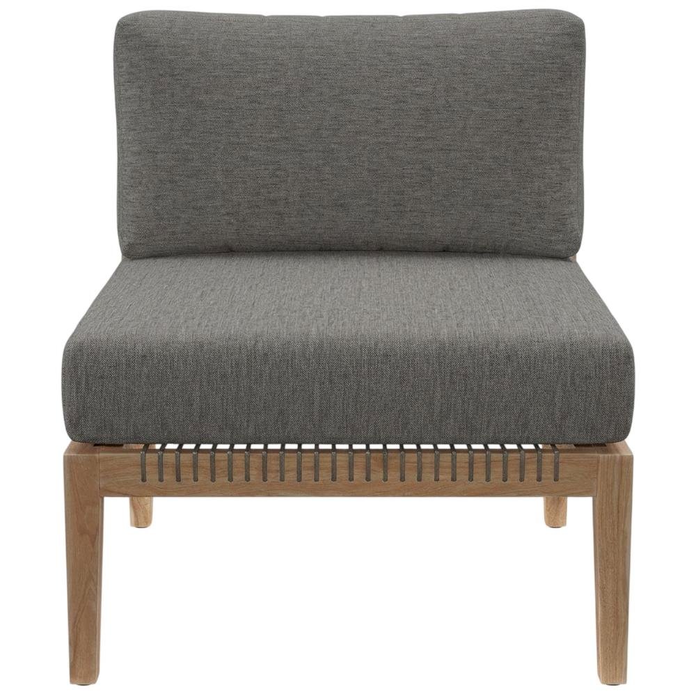 Teak Wood Outdoor Lounge Chair With Armless Design And Comfortable Cushions. Picture 4