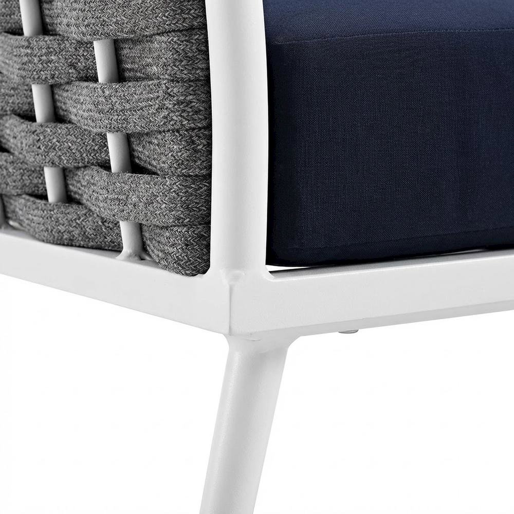 Aluminum Armchair For Outdoor Lounge With Cushioned Seat And Armrests. Picture 6