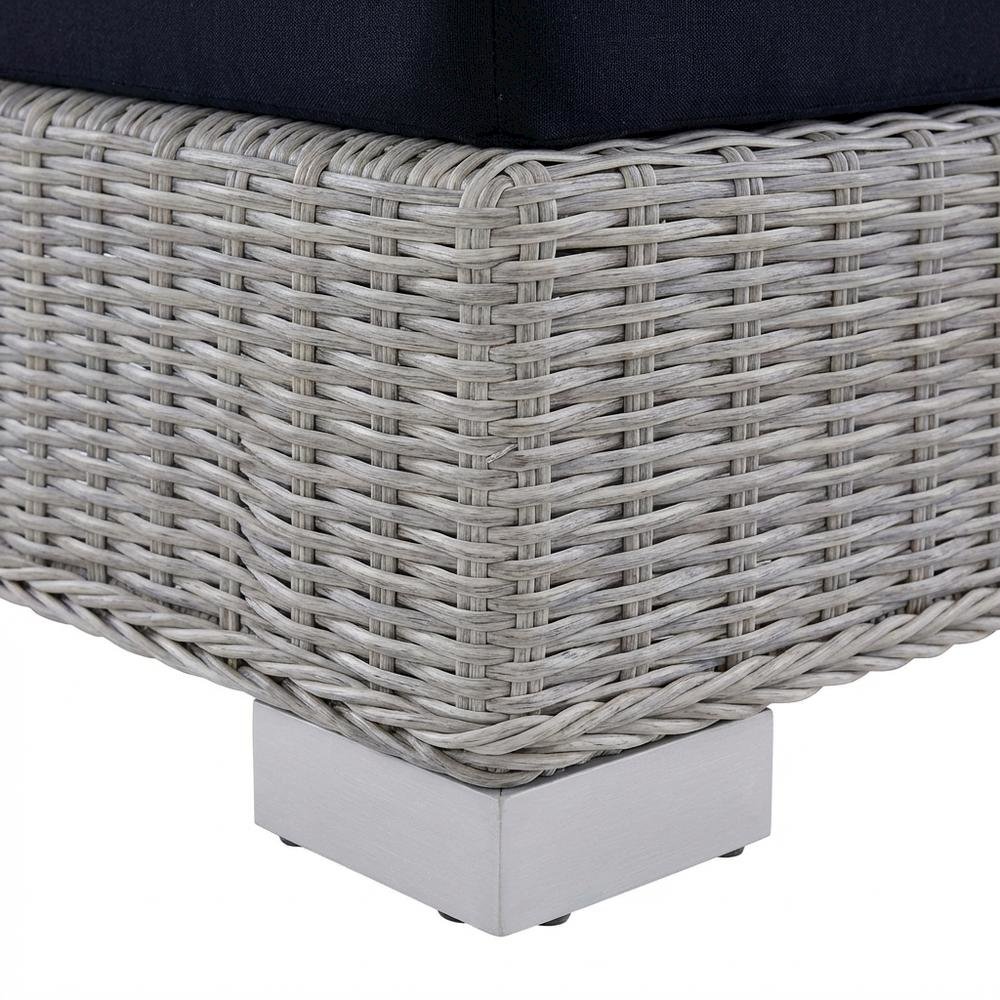 Outdoor Patio Wicker Rattan Ottoman With Cushioned Top And Sturdy Frame. Picture 6