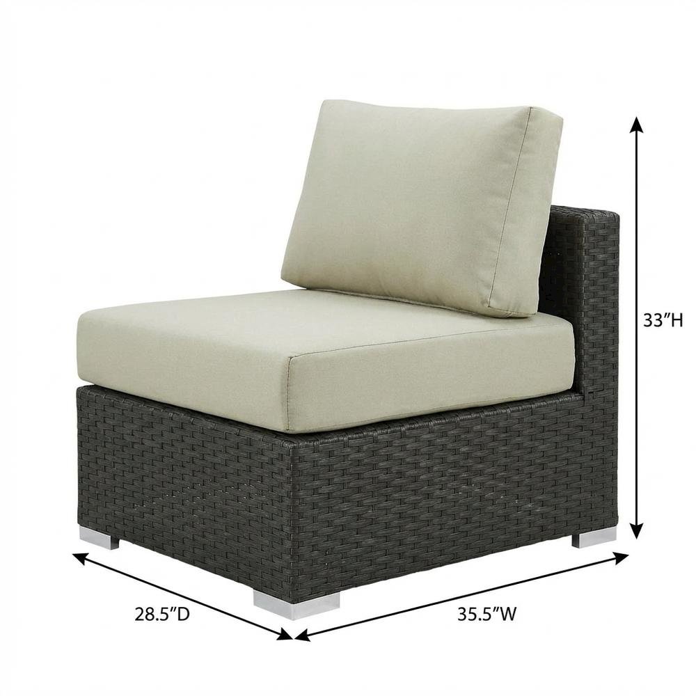 Armless Outdoor Lounge Chair With Cushioned Seat And Backrest. Picture 7