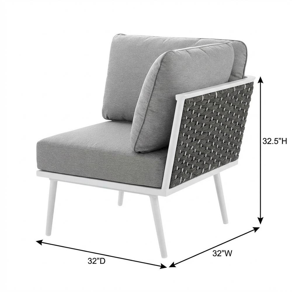 Outdoor Lounge Corner Chair With Aluminum Frame And Cushioned Seat. Picture 7