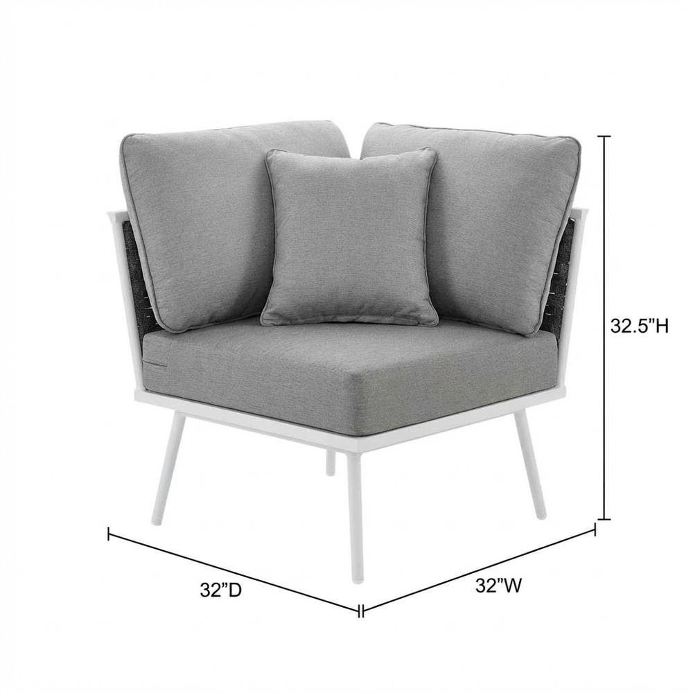 Outdoor Lounge Corner Chair With Aluminum Frame And Cushioned Seat. Picture 1