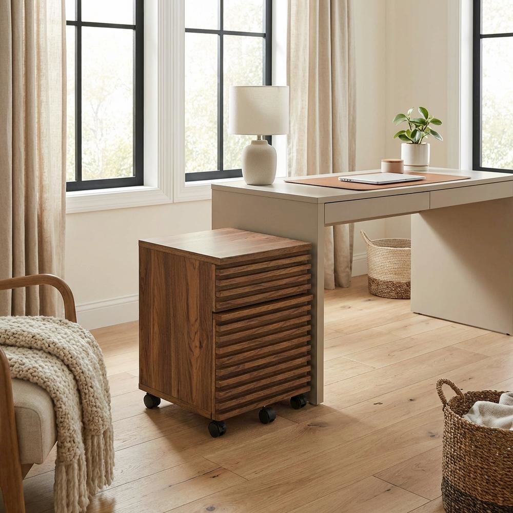 Wood File Cabinet In Finish With Spacious Storage And Classic Design. Picture 3